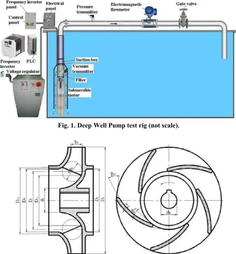 Fig. 1. Deep Well Pump test rig (not scale). 