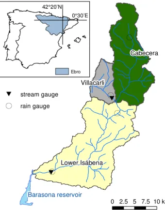Fig. 4. Is´abena catchment and its sub-catchments.