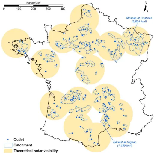Fig. 2. Location of the 181 French catchments used in this study.