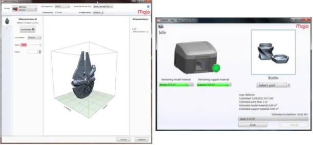 Figure 14 - Left Print Wizard software and Right Mojo Panel Control. 
