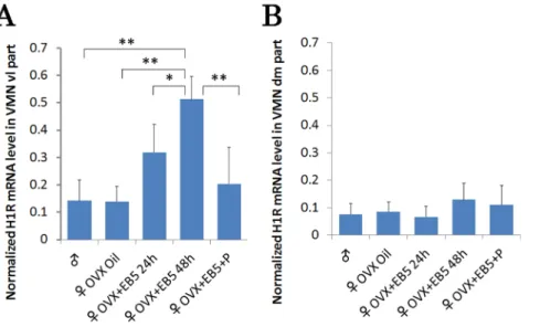 Figure 5. Quantitative evaluation of normalized H1R protein expression in the vl VMN and dm VMN