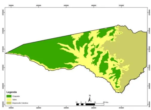 Figura 3: Compartimentação da paisagem em Riachão das Neves – BA. 