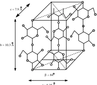 Figura 2.8: Cela unitária monoclínica da celulose I da fibra de rami (adptado BLEDSKI; 