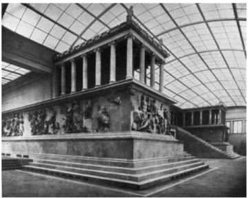 Figure  .  “   visitor s guide explained the museum s goals.  The purpose  which governed the plan of the museum was the erection of a building in which the  frieze of the Great Altar of Pergamon might find, as nearly as possible, its original  setting and