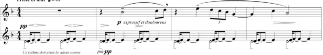 Fig. 2: Na Parte a da Seção 1, o ostinato exerce a função de base (comp. 1-4). 
