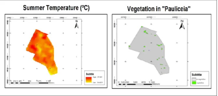 Figure 8 – Vegetation and Temperature in “Paulista” neighborhood.