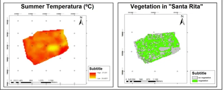 Figure 14 – Vegetation and Temperature in “Santa Rita” neighborhood. 