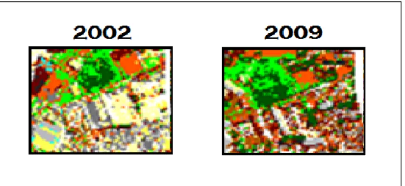 Figure 4. Exposed soil area in 2002 occupied by ceramic and metallic roofs in 2009 in the Tiburrinho  watershed (São Paulo, SP, 2013)