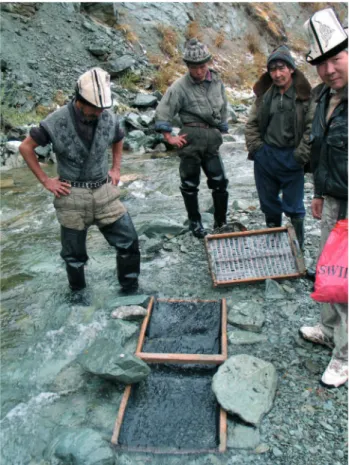 Fig. 1. Sluice for recovering placer gold in a stream in Kyrgyzstan.