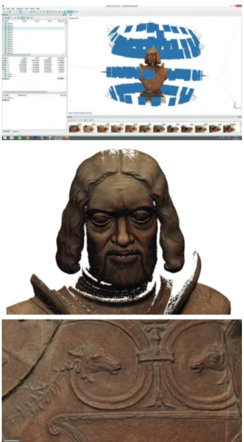 Figure  5: a) image orientation and 3D model of the bust b) detail  of  head and the armor