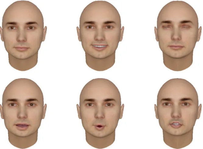 Figure 3. The silver face (right), modifed from the humanlike face by changing the skin texture and colour, and the eyes.