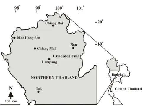 Fig. 1: Location of the Mae Moh basin, situated in Lampang Province 