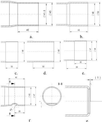 Fig. 9. Parameterized geometries in the area between guiding and bottom  cap are: a) round flattening; 