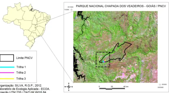 Figura 1: Localização do PNCV-GO e suas principais trilhas.