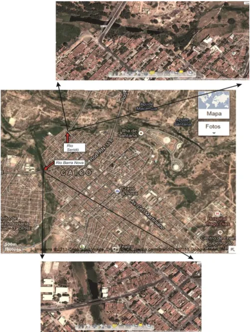 Figura 6 Tomada da área urbana do município de Caicó onde se podem ver inúmeras construções às  margens dos rios Seridó e Barra Nova