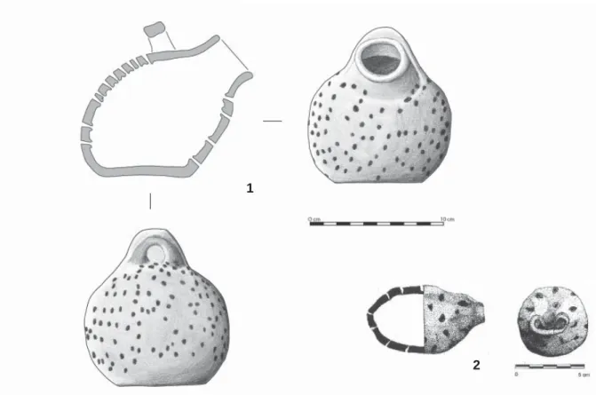 Figura 8.— Recipientes perfurados recuperados 1. Cabeço Redondo; 2. Neves I.