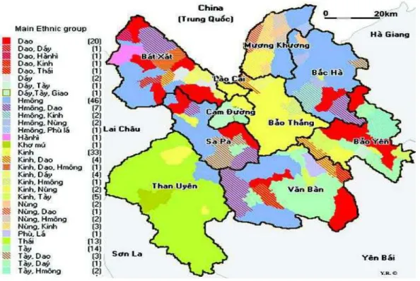 Figure 3: Ethnic diversity of Lao Cai communes, 1989 (Source: Michaud et al., 2003) 