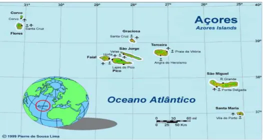 Figura 2: Mapa da Região Autónoma dos Açores. 