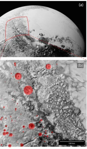 Fig. 1: (a) View of Pluto taken in July 2015 by LORRI on board NASA’s New Horizons spacecraft