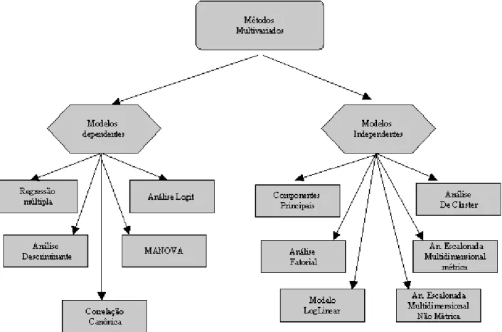 Figura 3 - Taxionomia dos métodos multivariados. 