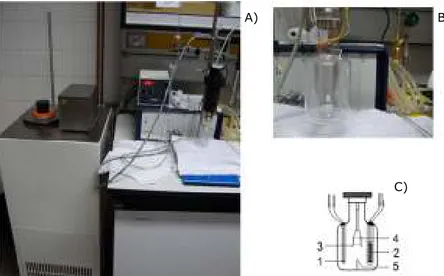 Figure  2.2:  Reaction-solution  calorimeter  (A)  and  the  calorimetric  vessel  (B)  used