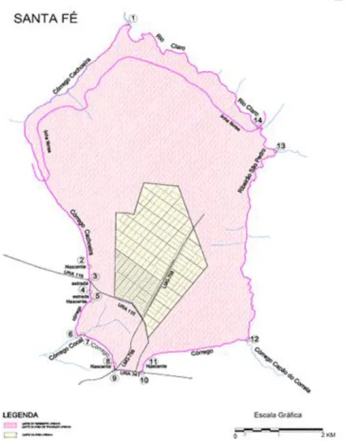 Figura 1 – Zoneamento do Núcleo Santa Fé (Fonte: Prefeitura Municipal de Uberaba-MG,  2007b)