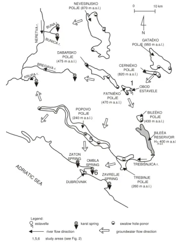 Fig. 2. The map with indicated positions of the seven study areas.