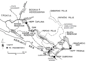 Fig. 5. Photograph of canalization of the Trebiˇsnjica River water- water-course by building a concrete canal.