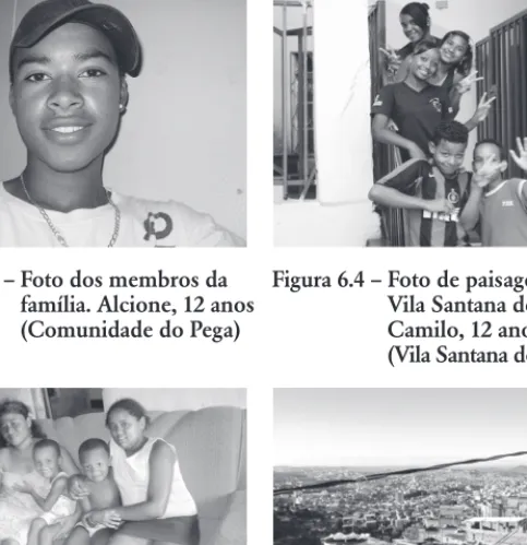 Figura 6.2 – Fotos dos amigos no                     bairro. Dorival, 11 anos                       (Vila Santana do Cafezal)