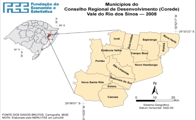 Figura 3 – Municípios do Consinos em 2008. 