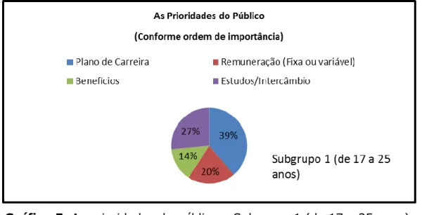 Gráfico 5. As prioridades do público – Subgrupo 1 (de 17 a 25 anos). 