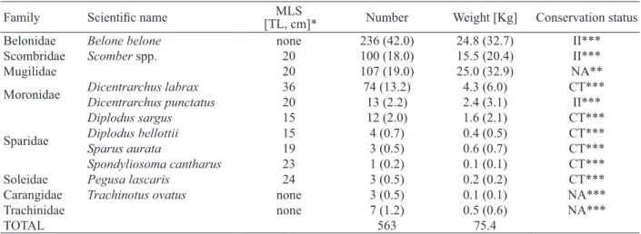 Table 1 Species recorded in the beach angling competitions analysed (Algarve, southern Portugal,