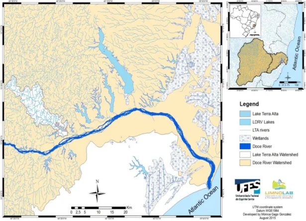 Figure 3.1. Location of Lake Terra Alta watershed on the Lower Doce River Valley. 