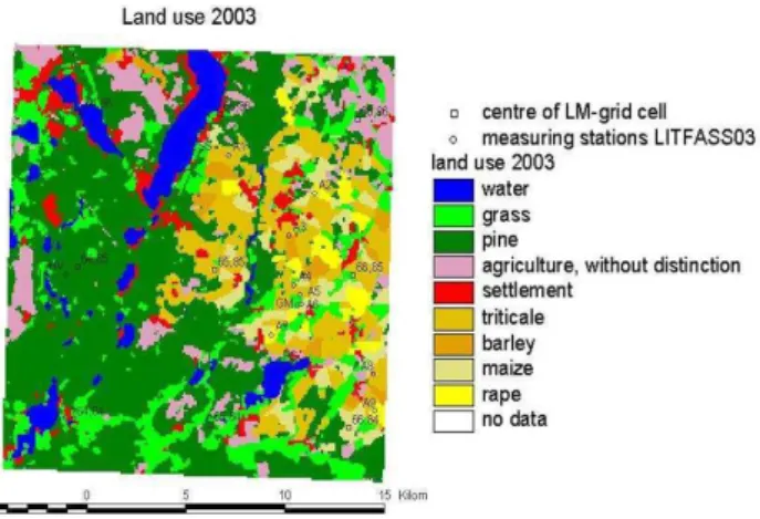 Fig. 1. Land use classification of LITFASS-area from in-situ refer- refer-ence data 2003.