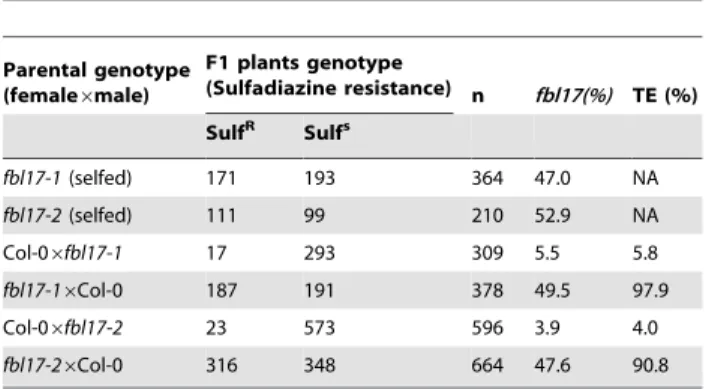 Table 2. Seed abortion in fbl17 mutants.