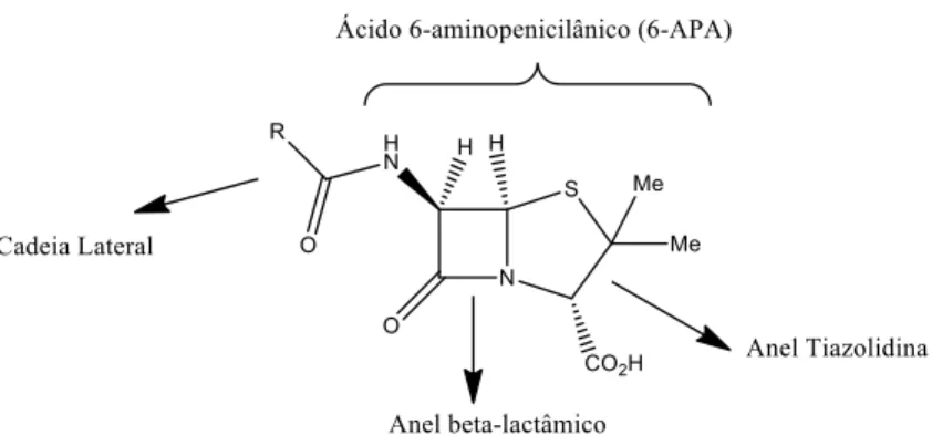 Figura 4.5. Representação da estrutura química genérica de uma penicilina. 