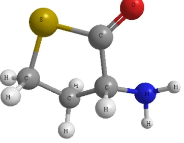 Fig. 7 – Estrutura química da homocisteína tiolactona gerada pelo software ChemBioDraw Ultra 11.0
