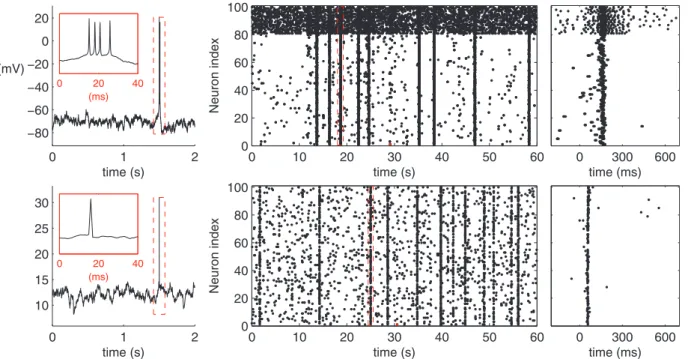 Figure 3. Illustration of the HH (upper panels) and the LIF (lower panels) model dynamics