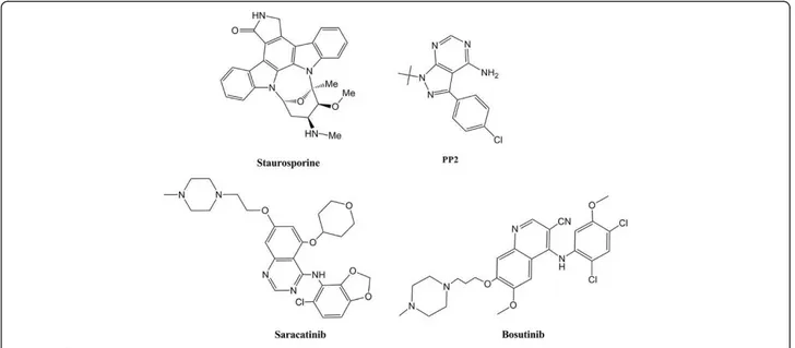 Figure 1 Chemical structures of some of the Src kinase inhibitors.
