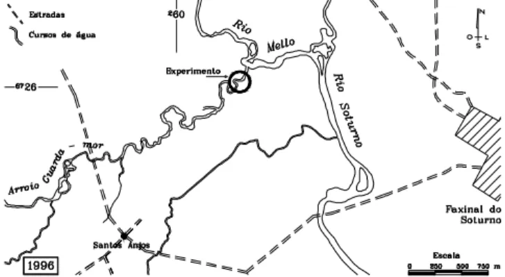 FIGURA 1: Mapa de localização do arroio Guarda-mor – fragmento adaptado de Brasil (1976 e 1996)