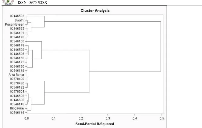 Figure  3. Multivariate cluster analysis of the bottle gourd germplasm lines using Ward’s                   minimum method 