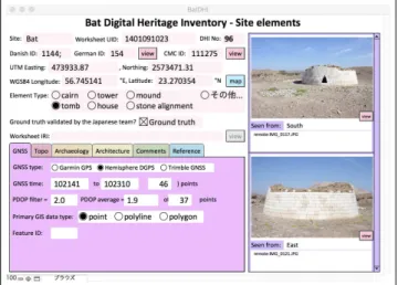 Figure 4: Interface of the ElementDHI table (GNSS tab).