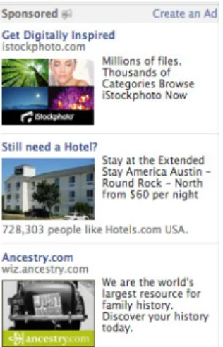 Figure 2.12: Example of mobile advertisement. Figure 2.13: Example of advertisement in Facebook.