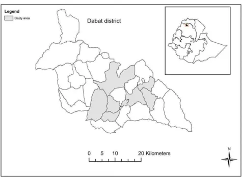 Figure 1. Dabat district and study area.