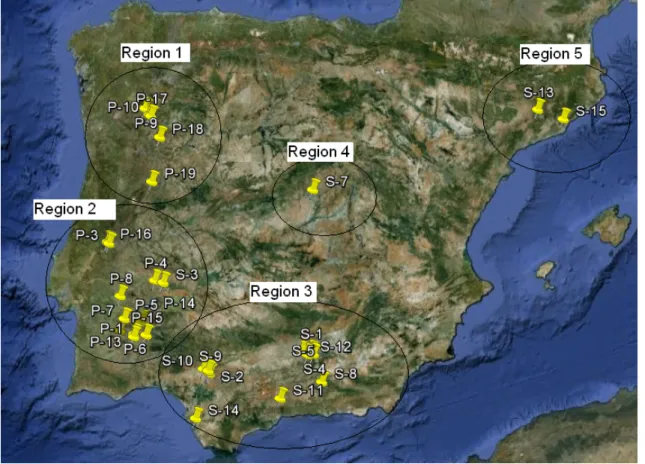 Figure 12. Geographic distribution of the samples and separation of the regions.