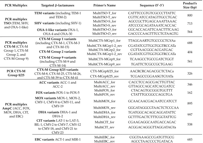 Table 1. Sequences of primers used for extended-spectrum β-lactamases (ESBL) and AmpC bla genes in the present study