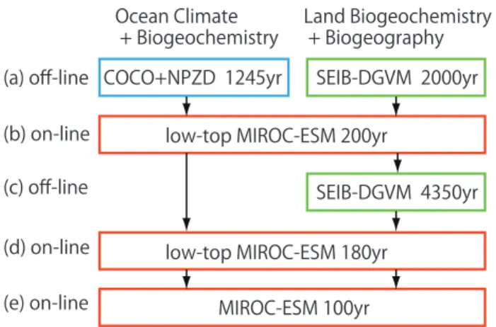 Fig. 3. Spin-up procedures of MIROC-ESM.