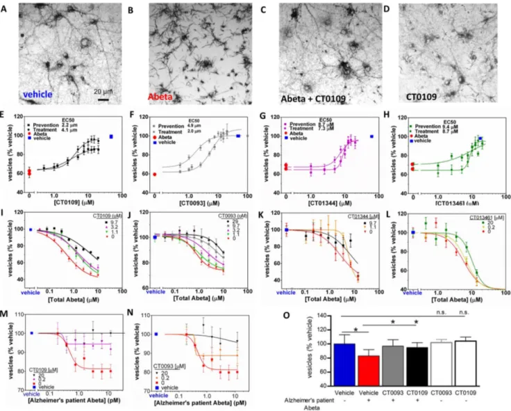 Figure 9. Abeta 1–42 oligomer-induced trafficking deficits are prevented and competitively inhibited by sigma-2/PGRMC1 antagonists