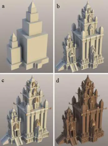 Figure 5. Flow diagram describing the reconstruction process  based on the interaction between historical sources and 3D data  
