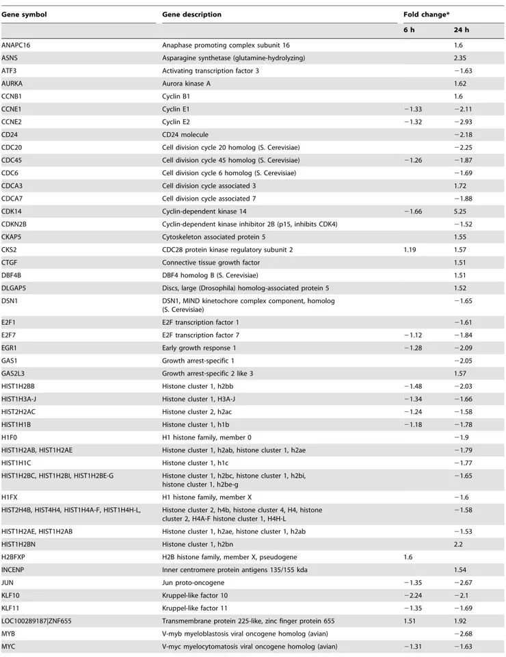 Table 4. Differentially expressed genes related to cell cycle regulation.